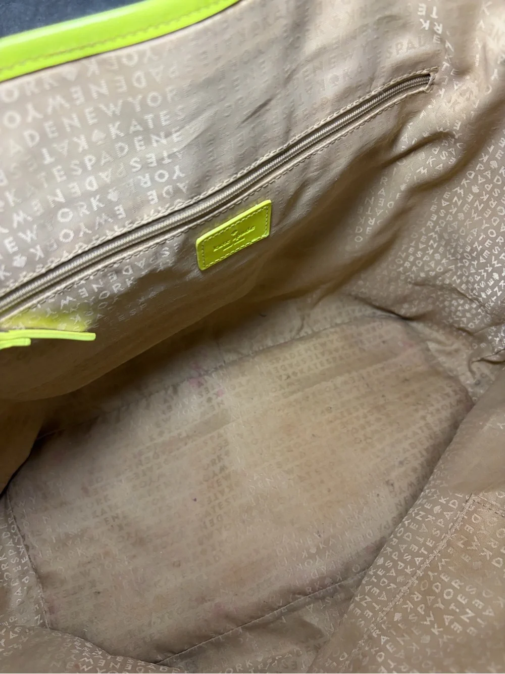 kate spade Neon Yellow Patent Tote with Perforated Floral Pattern